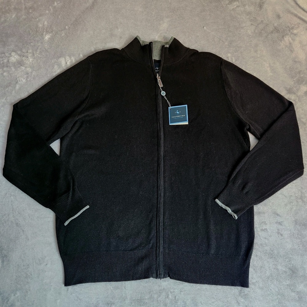 New Tailorbyrd Collection 1/4 Zip Pullover Sweater Men's Size Medium M Black